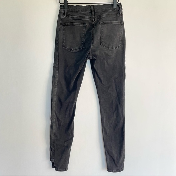 Frame Le Skinny de Jeanne Tuxedo Stripe Black Jeans Side Step Crop Pants Size 28 - Picture 5 of 12